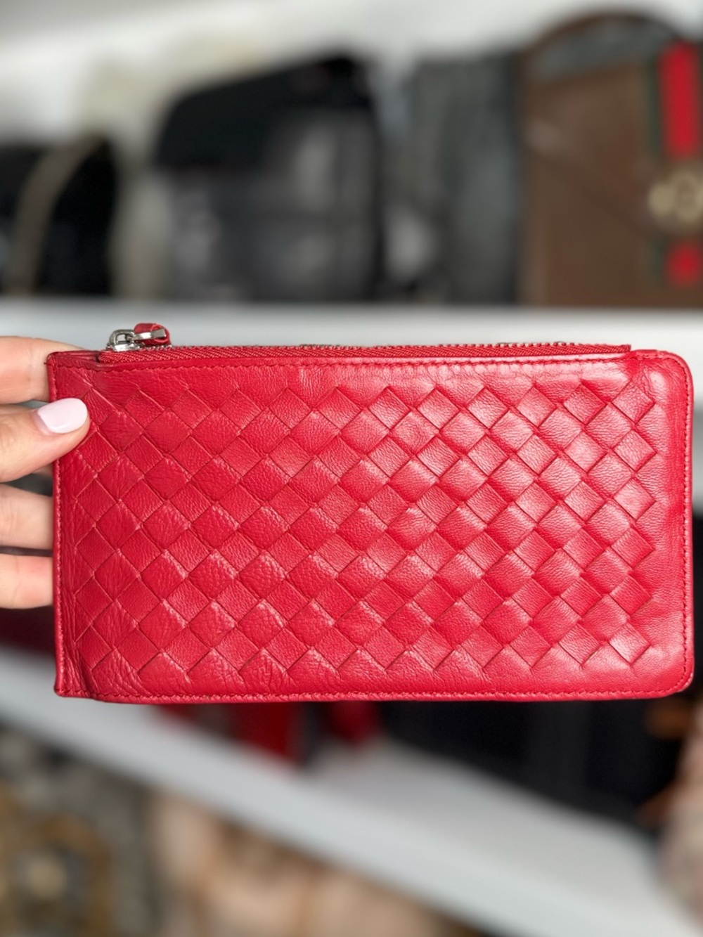 BOTTEGA RED ZIP WALLET - Picture 1 of 1